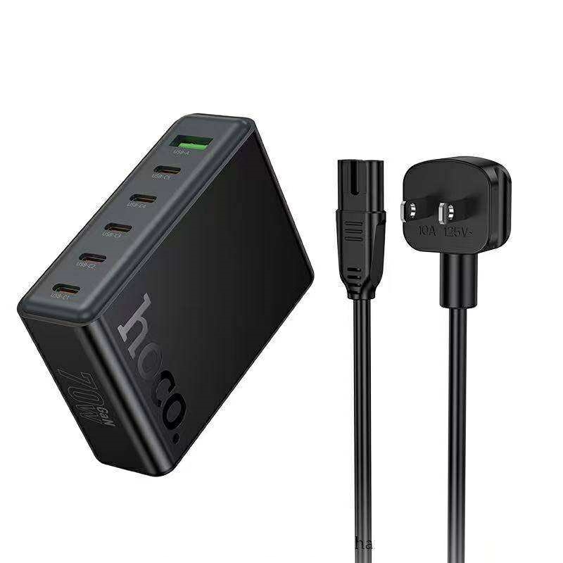 Hoco C152 หัวชาร์จ 6 ช่อง 70W PD + QC ชาร์จเร็วในตัวเดียว desktop charger (US)