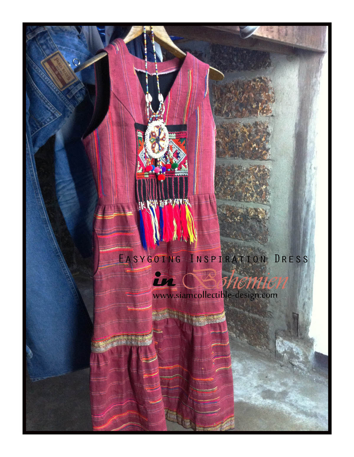 ชุดแซกยาว เดรสผ้าชาวเขา ผ้าใยกัญชง HD009E / Casual tribal /Ethnic look HD009E