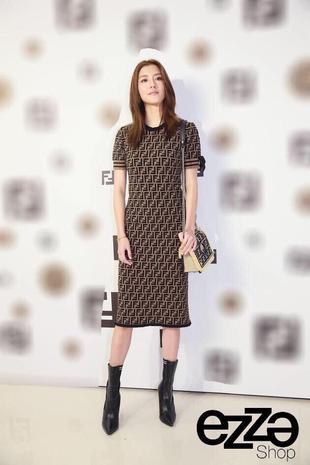 เดรสเกาหลี พร้อมส่ง เดรสยาว ข้างแขนร้อยโบว์