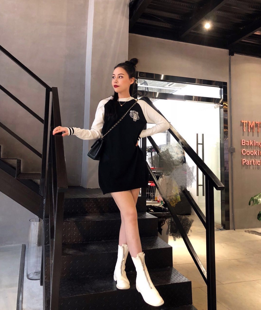 เดรสเกาหลี พร้อมส่ง มินิเดรสแขนยาว