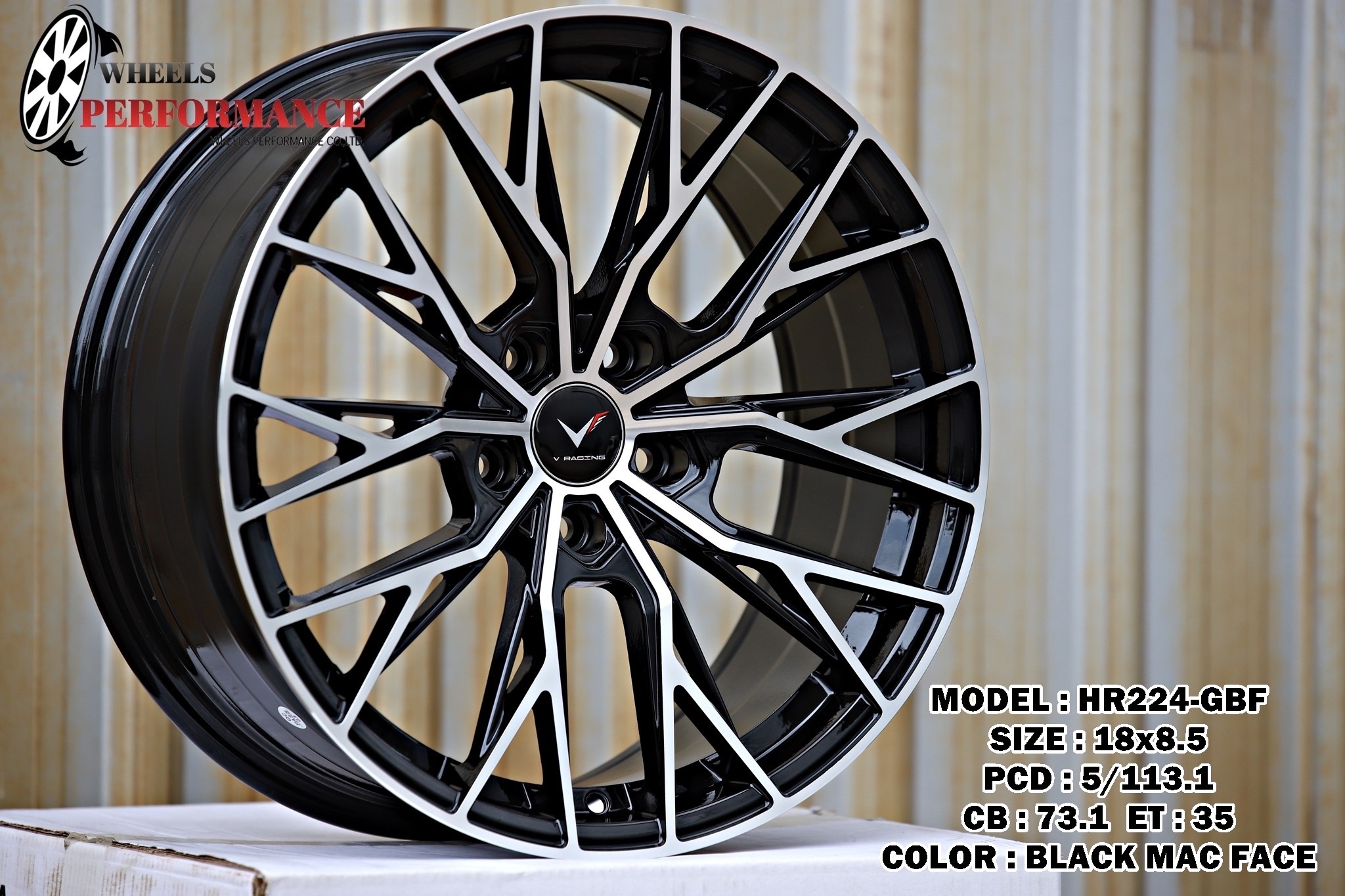 ล้อ V-racing HR224 18x8.5 ET35 5x112 สีดำด้าน MB *ราคาต่อวง ล้อเบา Flowforming