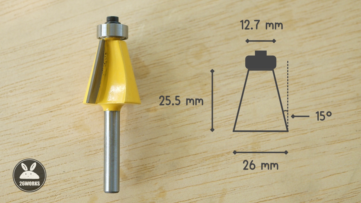 Trimmer bits ปาดมุม 15° ลูกปืนล่าง 4 หุน