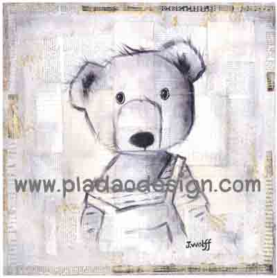 กระดาษเดคูพาจพิมพ์ลาย สำหรับทำงาน เดคูพาจ Decoupage งานฝีมือ งาน Handmade แนวภาพ ภาพวาดลายเส้นดินสอน้องหมี เท็ดดี้ แบร์ Teddy Bear ชุดเอี๊ยม (ปลาดาวดีไซน์)