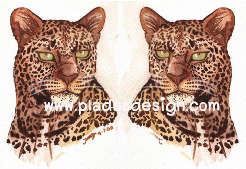กระดาษเดคูพาจพิมพ์ลาย สำหรับทำงาน เดคูพาจ Decoupage งานฝีมือ งาน Handmade แนวภาพ เสือดาวดุ๊ดุ เป็นภาพวาดสีน้ำ (ปลาดาวดีไซน์)