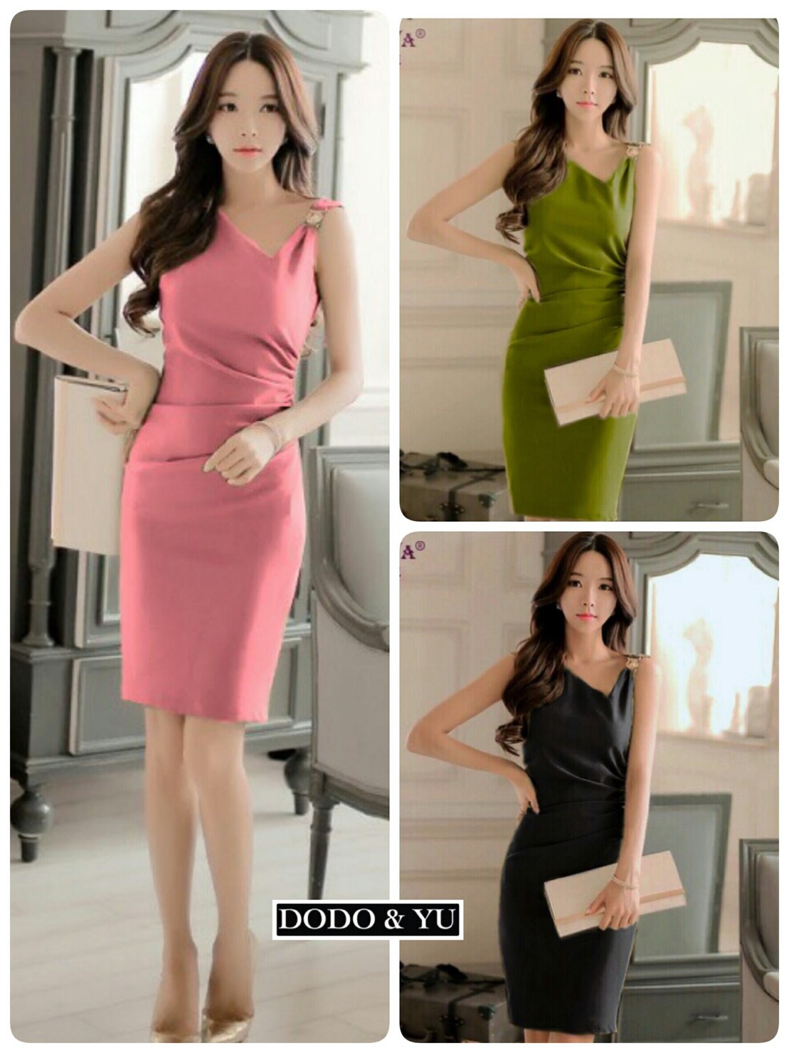 พร้อมส่ง ชุดเดรสทรงเข้ารูปแบรนด์ดัง