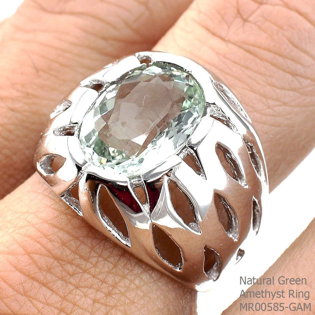 SKJewelryFactory แหวนพลอยกรีนแอมิทิสต์แท้ Pazolite Quartz MR00585-GAM