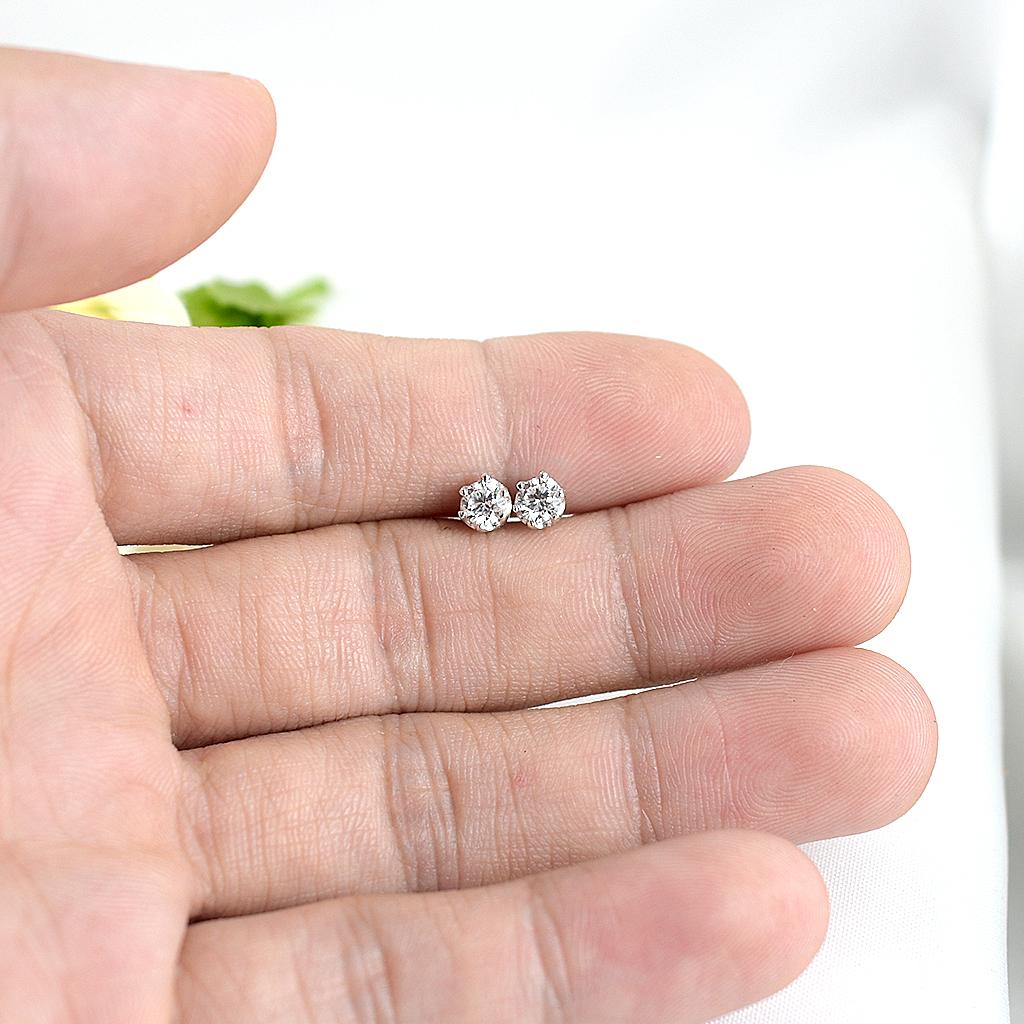 SKJewelryFactory EER00253-WCZ ต่างหูเพชร ตัวเรือนเงินแท้ ต่างหูเพชรเม็ดเดี่ยว