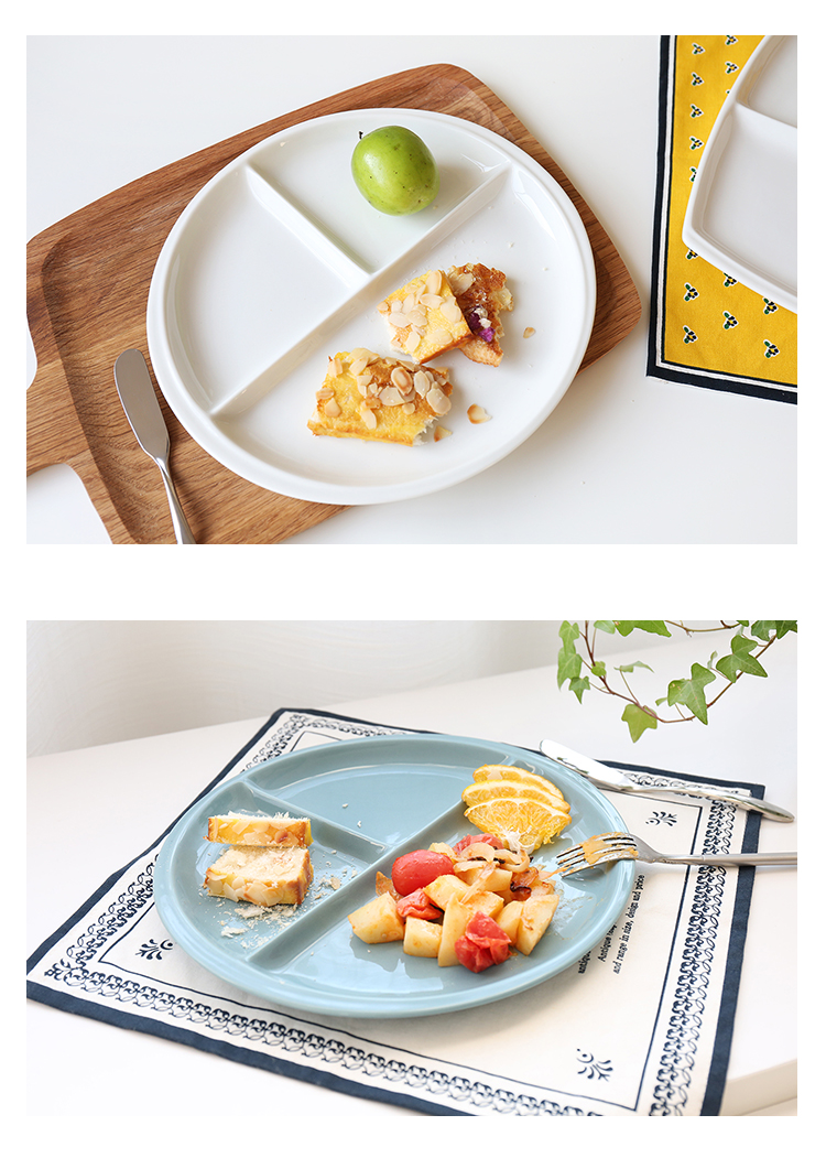 Pre-Order จานเซรามิค แบบถาดอาหารแบ่งช่อง มีทรงกลม กับทรงเหลี่ยม แบบละ 3 สี Zakka