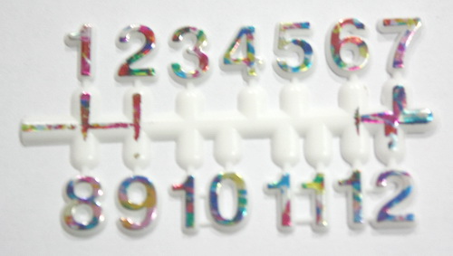 ชุดตัวเลขสำหรับประกอบนาฬิกา สีรุ้งขอบขาว ตัวเลขสูง 9มม อุปกรณ์ DIY