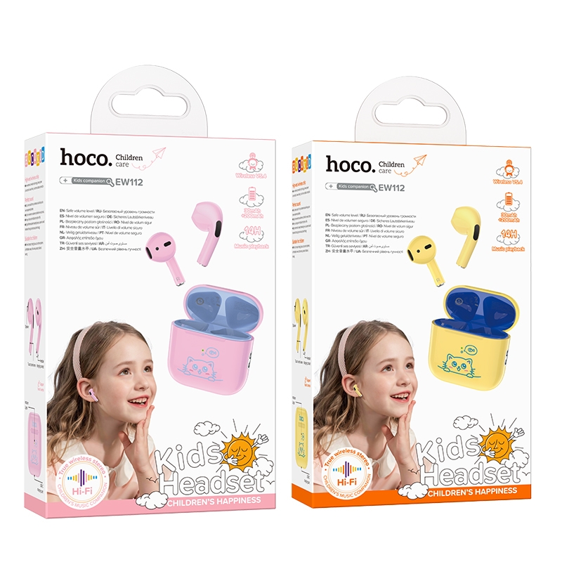 Hoco EW112 Bluetooth Headset V5.4 หูฟังไร้สายสำหรับเด็ก สีสันสดใสลายการ์ตูนน่ารัก