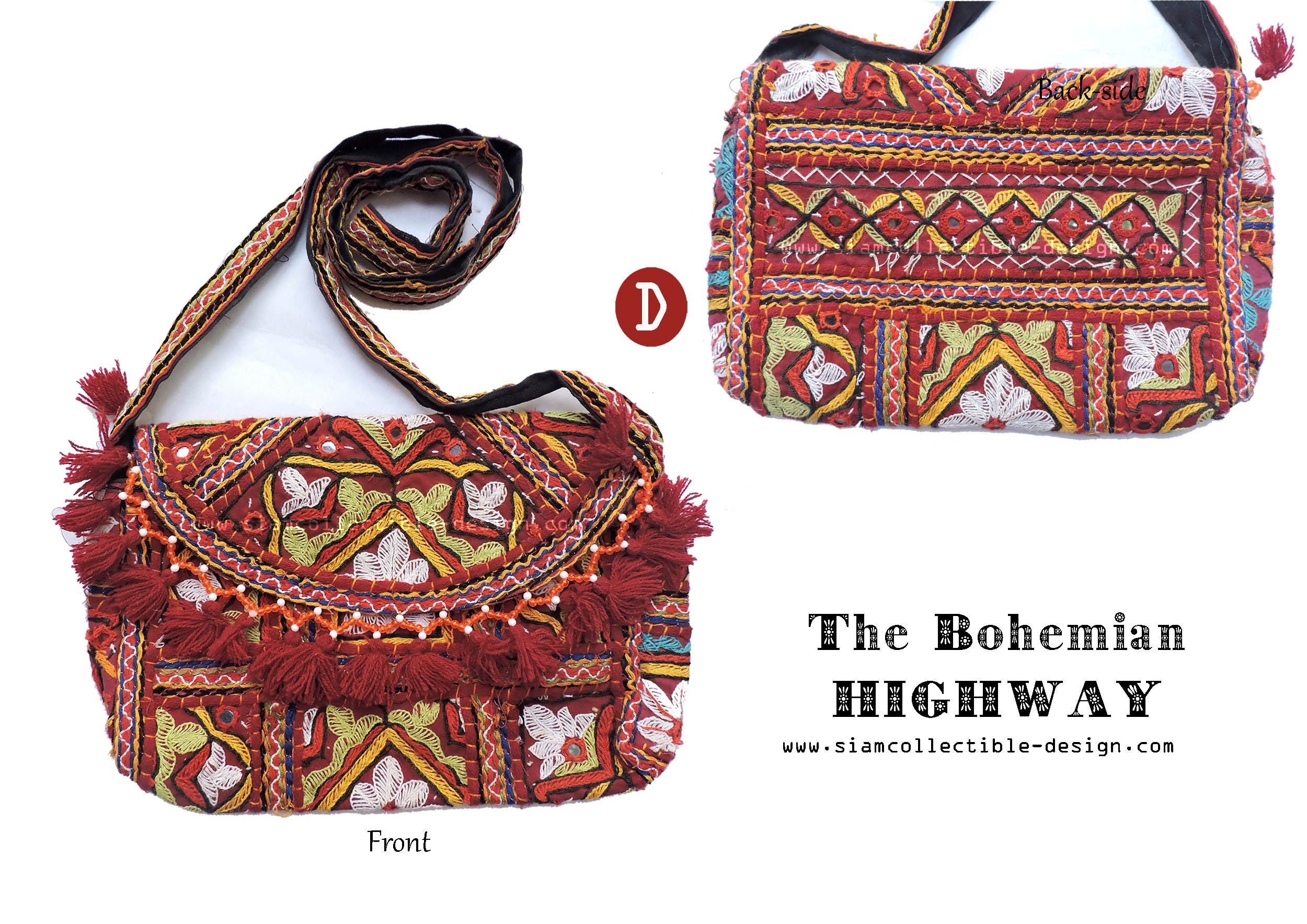กระเป๋าสะพาย ผ้าปักมือเนปาล/อินเดีย VTB D / Vintage purse Messenger Cross body Bag VTB D