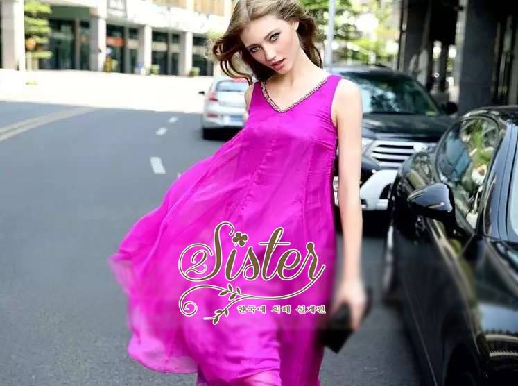 พร้อมส่ง เดรสแขนกุด ทรงoversize