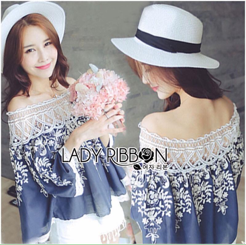 พร้อมส่ง เสื้อผ้าคอตตอนทรงคร็อปสั้นตกแต่งผ้าลูกไม้