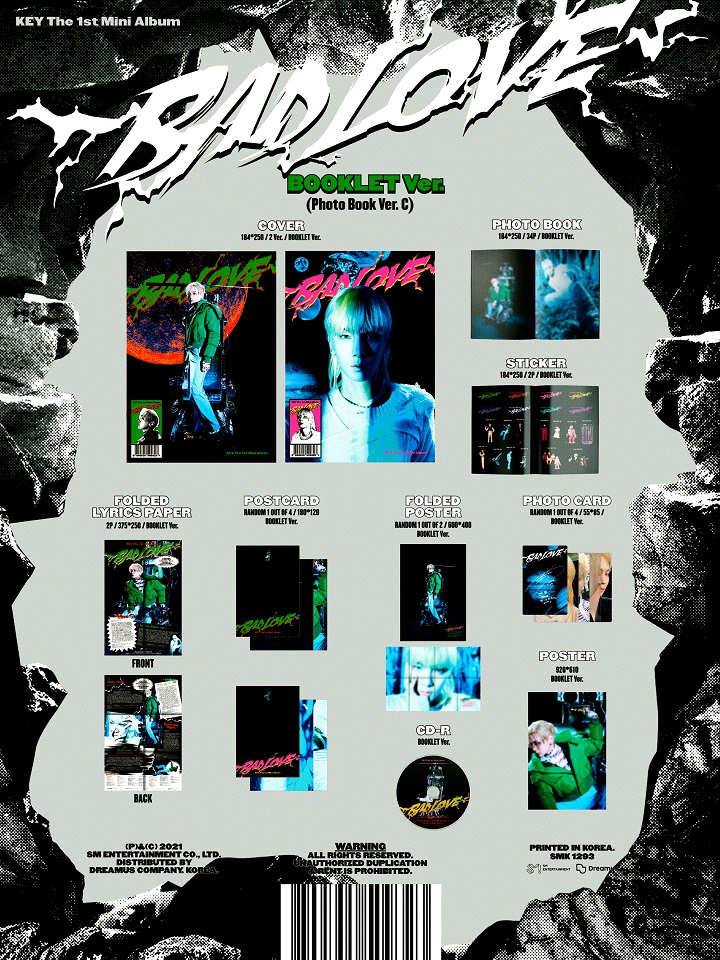 [Pre] Key : 1st Mini Album - BAD LOVE (Booklet Ver.) (Random Ver.) +Poster