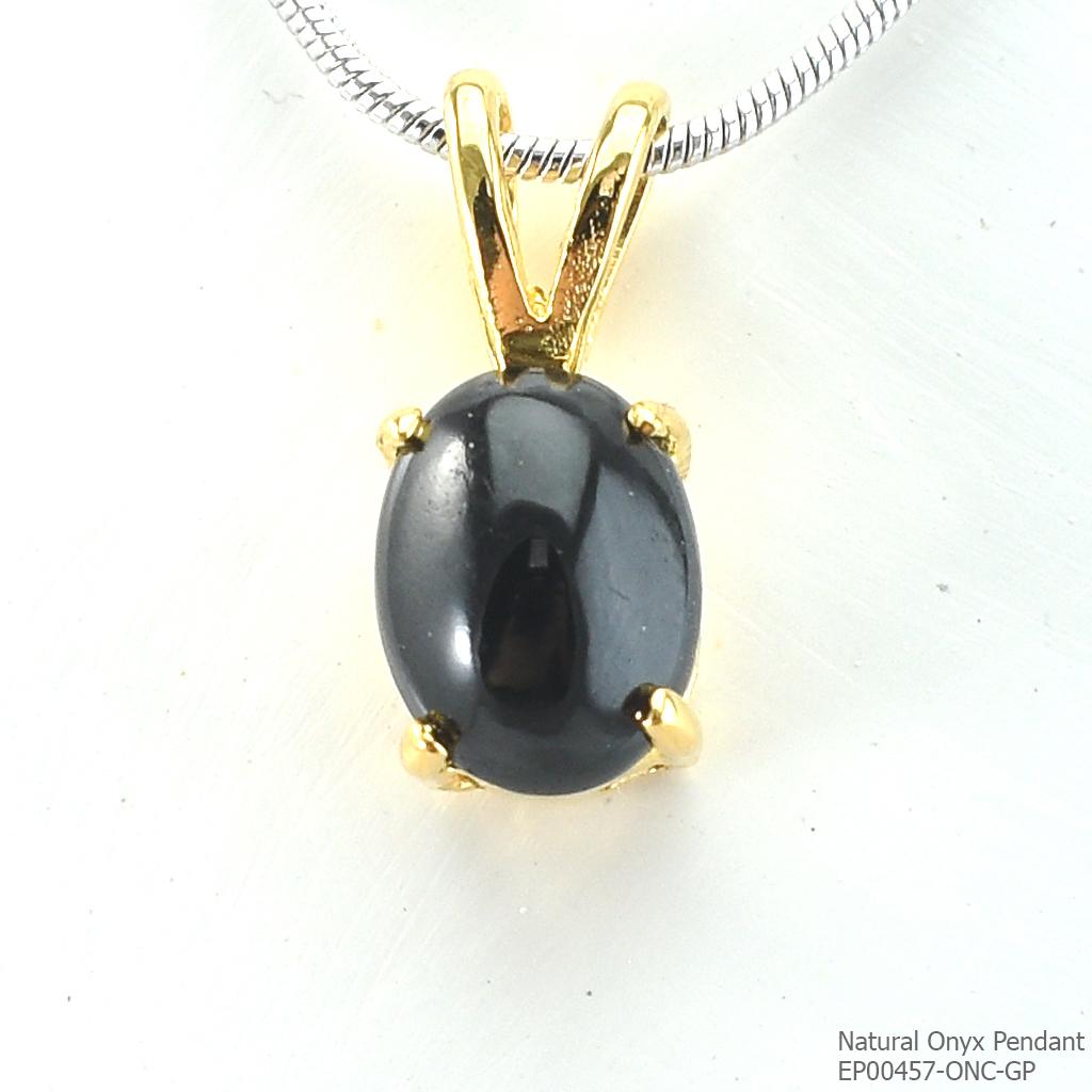 SKJewelryFactory EP00457-ONC-GP จี้เงินแท้92.5% จี้นิลแท้ ฃุบทองหนา 1 ไมครอน