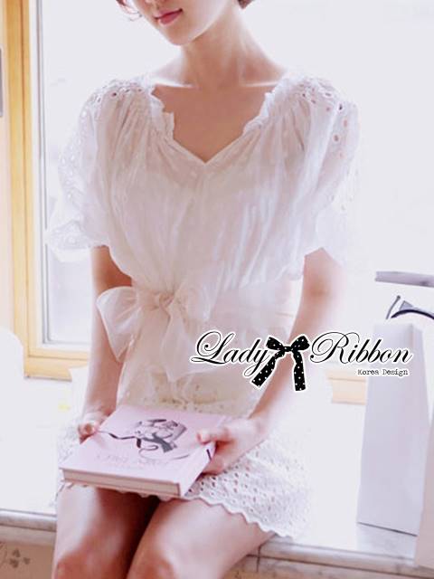 พร้อมส่ง มินิเดรสผ้าคอตตอนปักและฉลุลาย