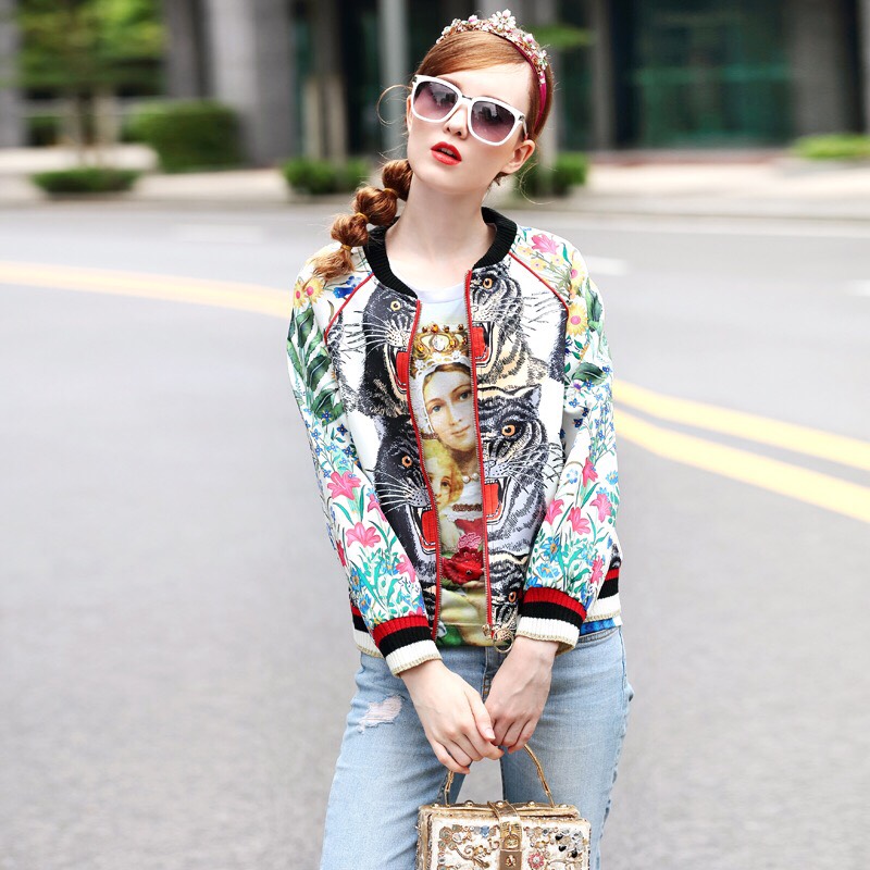 เสื้อเกาหลี พร้อมส่ง Jacket พิมพ์ลาย