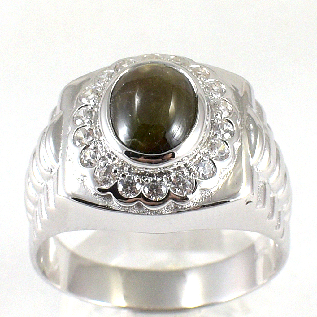 SKJewelryFactory แหวนพลอยสตาร์แซฟไฟร์แท้ สีสวย เหลือบแสงสวยงาม MR00117-BST