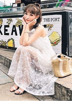 เดรสเกาหลี พร้อมส่ง ชุดเดรส ผ้าไหมแก้ว