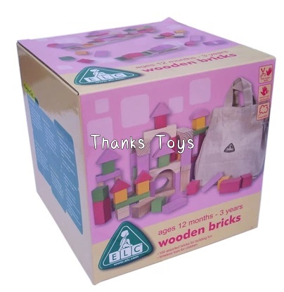 บล็อกไม้ ELC 100 ชิ้น สีชมพู