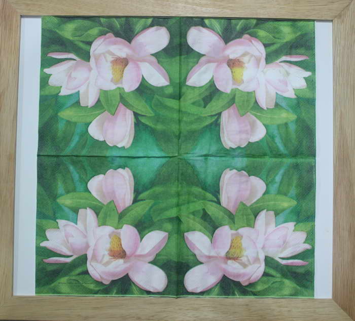 แนวภาพดอกไม้ ดอกแมกโนเลีย ภาพสีน้ำ เป็นภาพบล็อค 4 กระดาษแนพกิ้นสำหรับทำงาน เดคูพาจ Decoupage Paper Napkins ขนาด 33X33cm