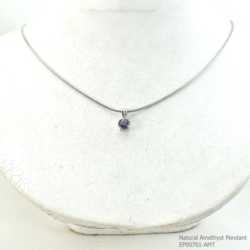 SKJewelryFactory EP00701-AMT จี้พลอยแท้ จี้พลอยแอมิทิสต์แท้ สีหวานมากๆ