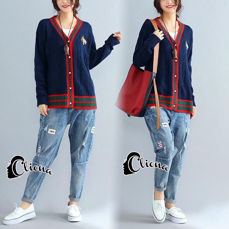 เสื้อเกาหลี พร้อมส่ง เสื้อไหมพรมแขนยาว
