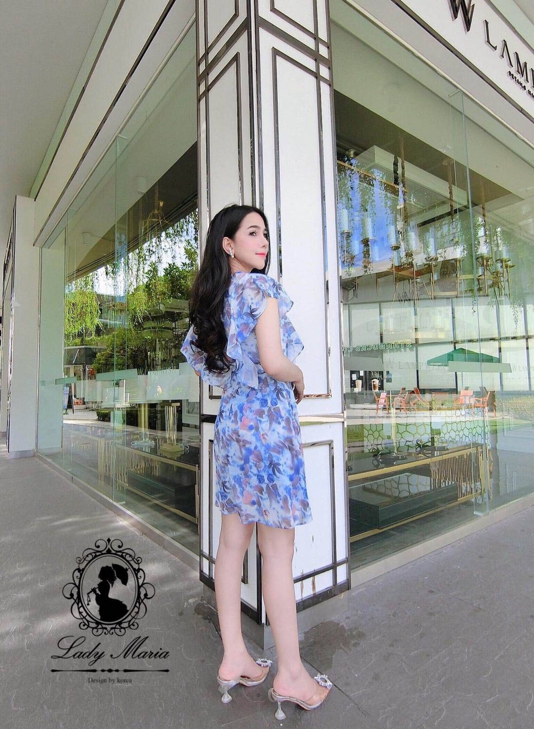 ชุดเดรสเกาหลี พร้อมส่ง มินิเดรส ซับในเป็นกางเกง