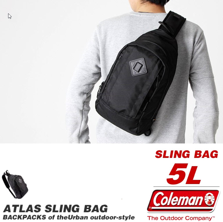 Coleman - ATLAS SLING BAG – 5 L Heater (สีเทาควันบุหรี่) コールマン ボディバッグ アトラス スリングバッグ 対応 自転車/ウォーキング
