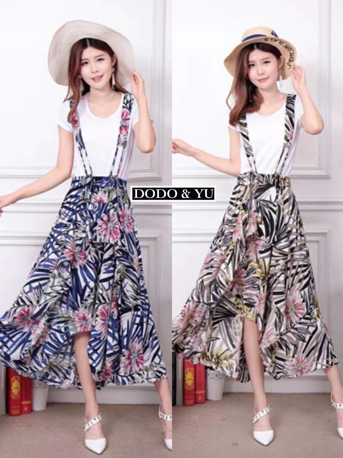 เสื้อผ้าเกาหลี พร้อมส่ง ชุดเซ็ทเสื้อ+เอี๊ยมเดรสกระโปรง