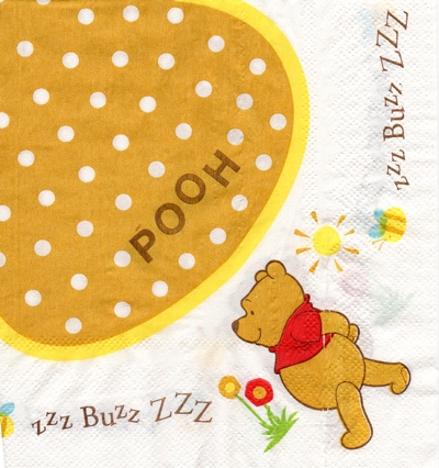 แนวภาพการ์ตูน Disney Winnie the Pooh Buzz เป็นภาพบล็อค 4 กระดาษแนพกิ้นสำหรับทำงาน เดคูพาจ Decoupage Paper Napkins ขนาด 33X33cm