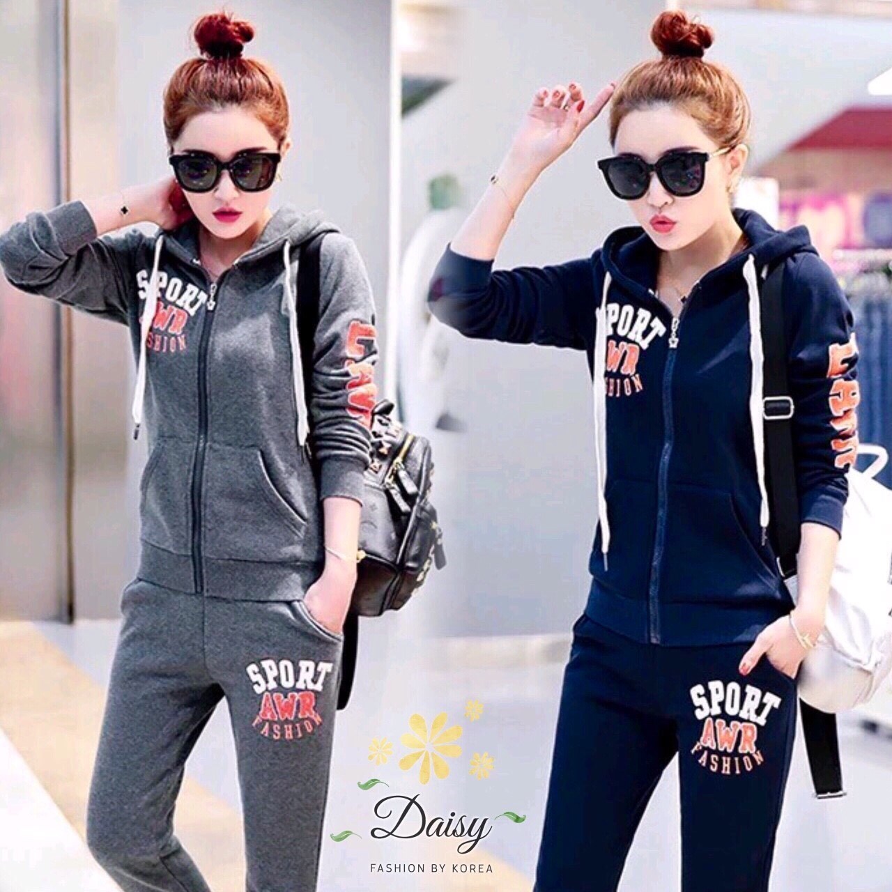 เสื้อผ้าเกาหลี พร้อมส่ง เสื้อ+กางเกง ผ้าคอตตอน