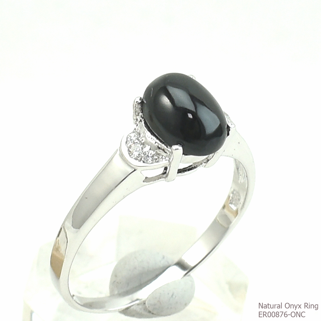 SKJewelryFactory แหวนนิลแท้ เจียรนัยหลังเบี้ย ดีไซน์คลาสสิค เน้นโชว์ความโดดเด่นของพลอย ER00876-ONC