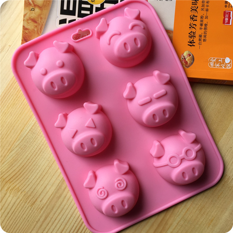 Pre-Order พิมพ์ซิลิโคน หมู หน้าหมู พิมพ์ช็อคโกแล็ต พิมพ์ขนม พิมพ์วุ้น พิมพ์พุดดิ้ง พิมพ์น้ำแข็ง ขนาด 6 ช่อง