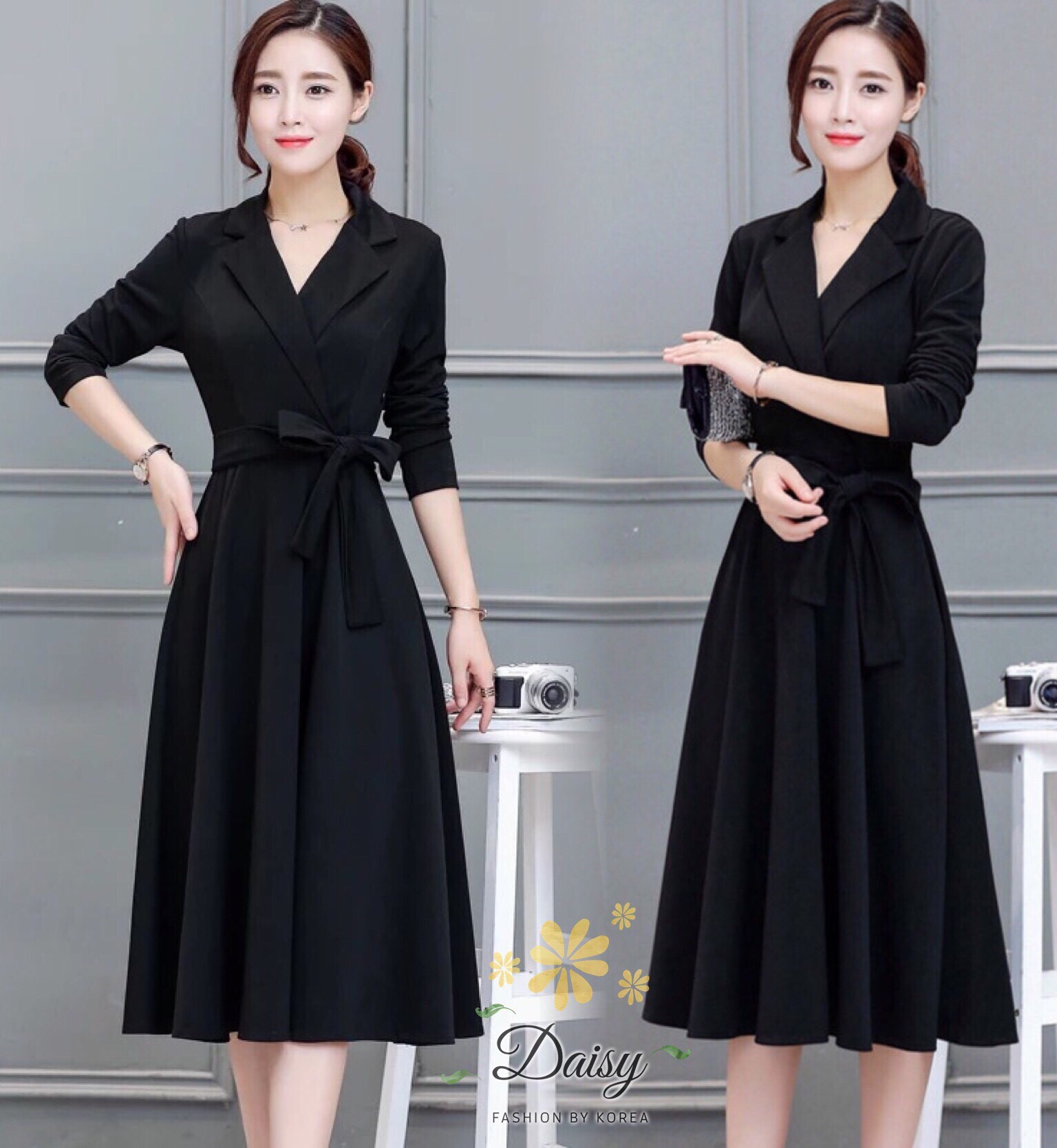พร้อมส่ง ชุดเดรสผ้าจอเจียร์ญี่ปุ่น