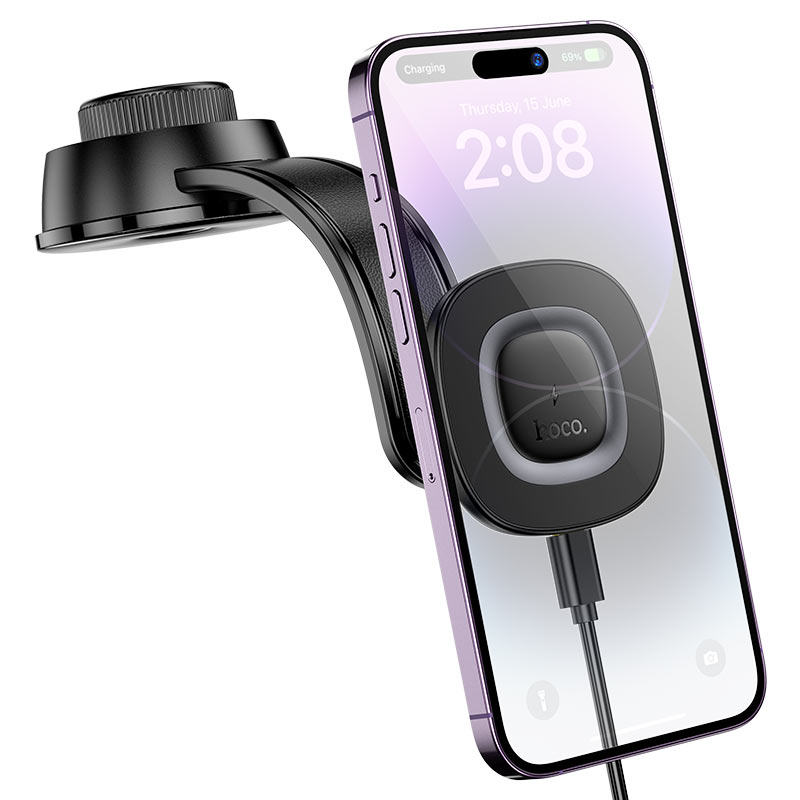 Hoco HW31 Car wireless charger ที่ยึดโทรศัพท์ในรถติดคอนโซล รองรับชาร์จไร้สาย 15W ปรับได้ 360°