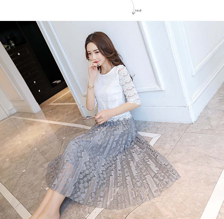 พร้อมส่ง เสื้อและกระโปรงผ้าลูกไม้