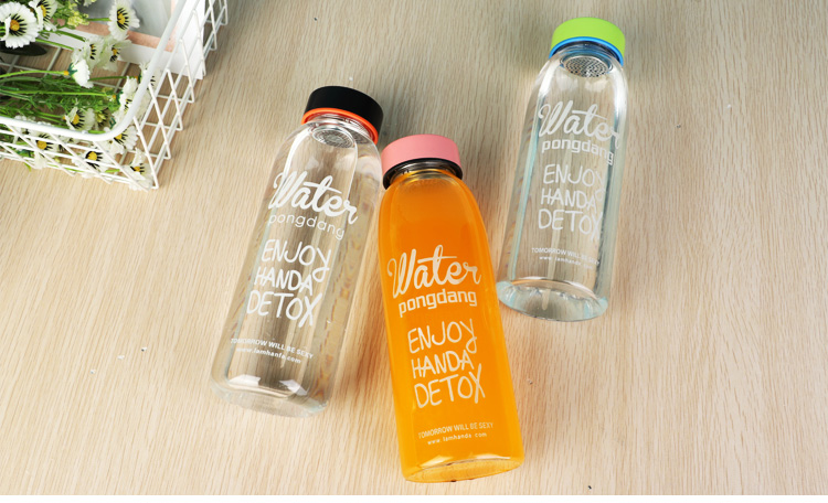 ขวดใส่น้ำ น้ำดีท็อกสุดฮิตในเกาหลี ขวดทำจากแก้ว Borosilicate รุ่นปากกว้าง + ที่กรองกาก มี 3 สี ขนาด 800 ml.