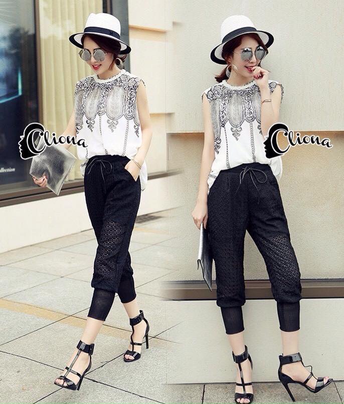 พร้อมส่ง เสื้อชีฟองเนื้อผ้าบางเบา แต่งลายเรโทร
