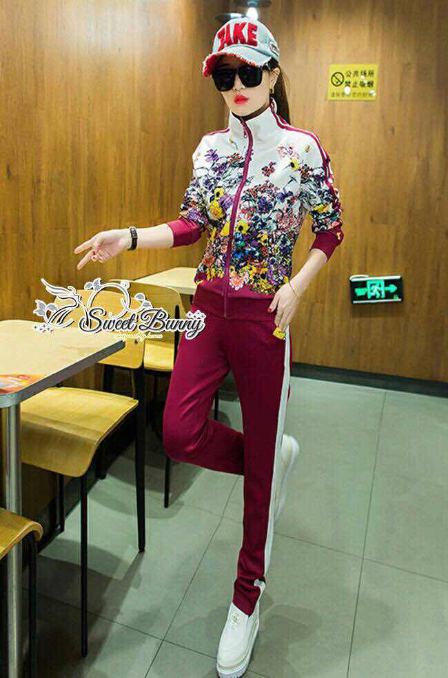 พร้อมส่ง เสื้อวอร์มกับกางเกงเอวยาง