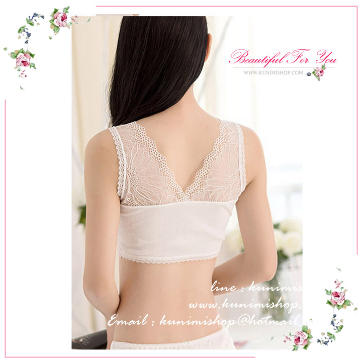 เสื้อซับใน ครึ่งตัว มีฟองน้ำซับใน ผ้าลูกไม้ ตกแต่งลายด้วยผ้าบูกไม้ สวยหวาน