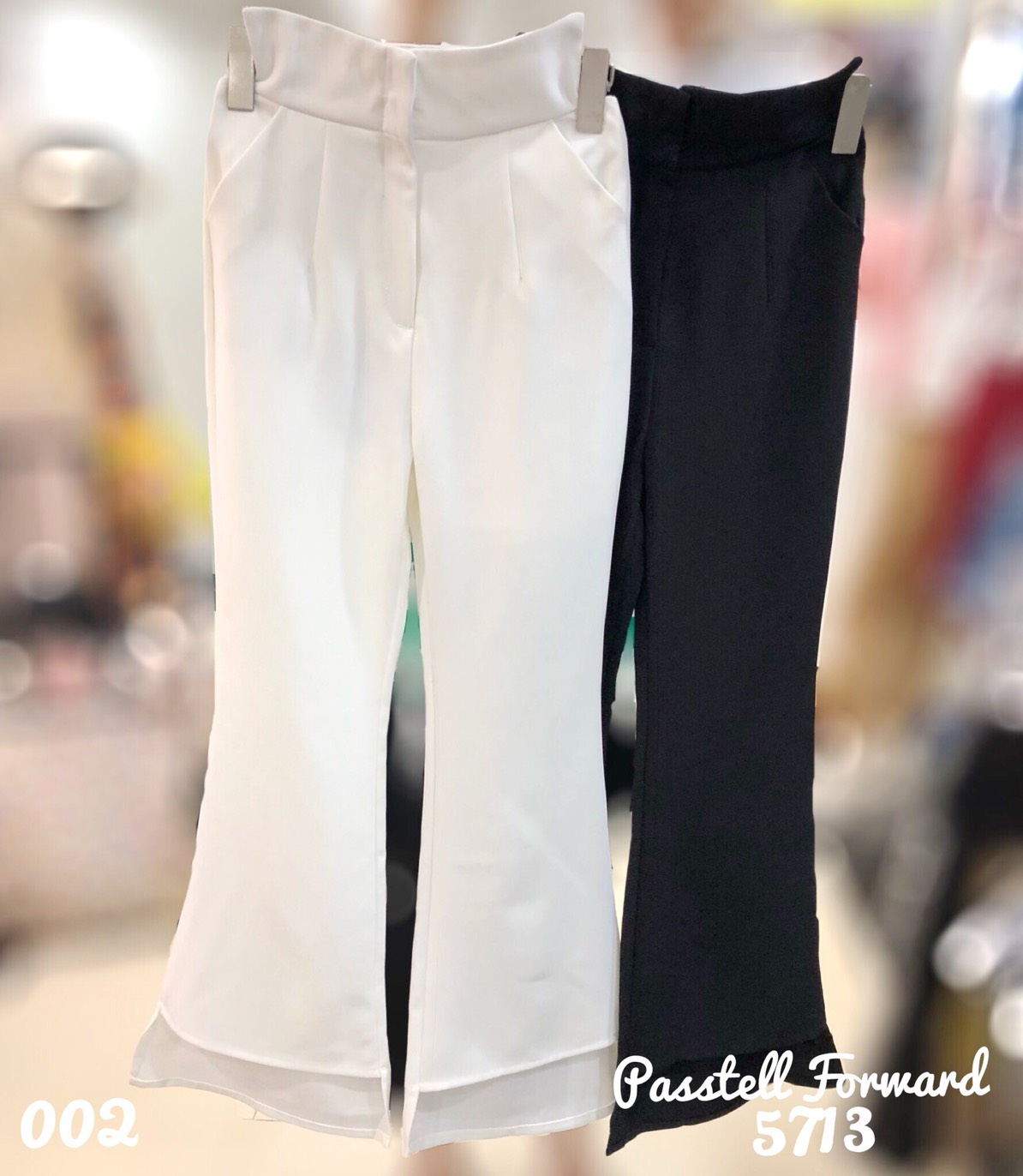 พร้อมส่ง กางเกงเอวสูง ขาเว้าหน้า