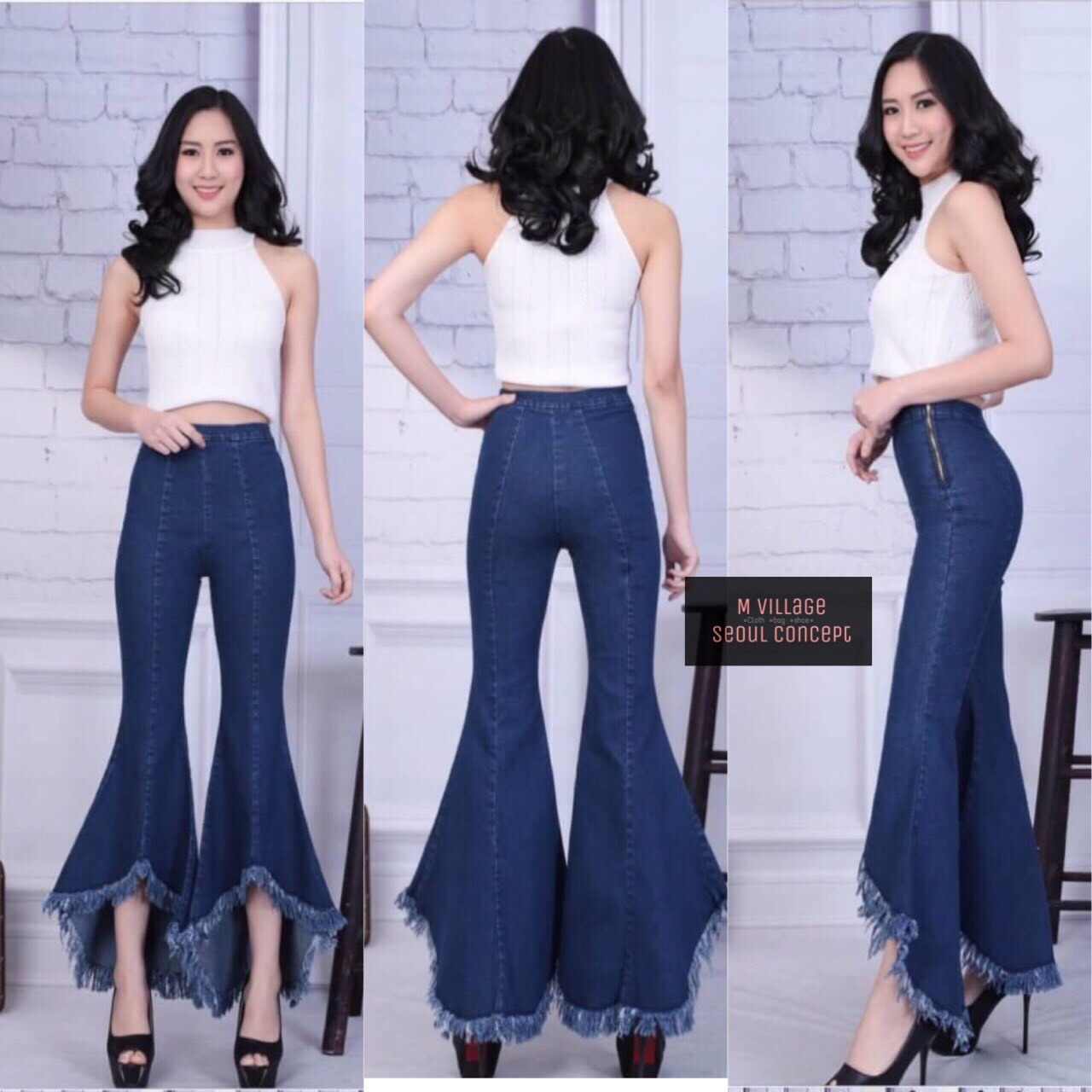พร้อมส่ง กางเกงยีนส์ ทรงขาหางปลา