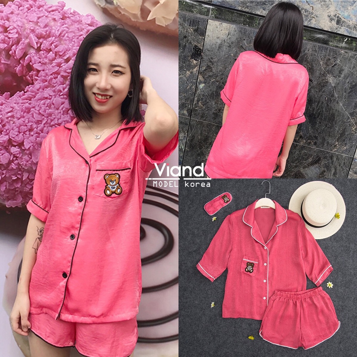 เสื้อผ้าเกาหลี พร้อมส่ง เสื้อ งานปักหมีMoshino