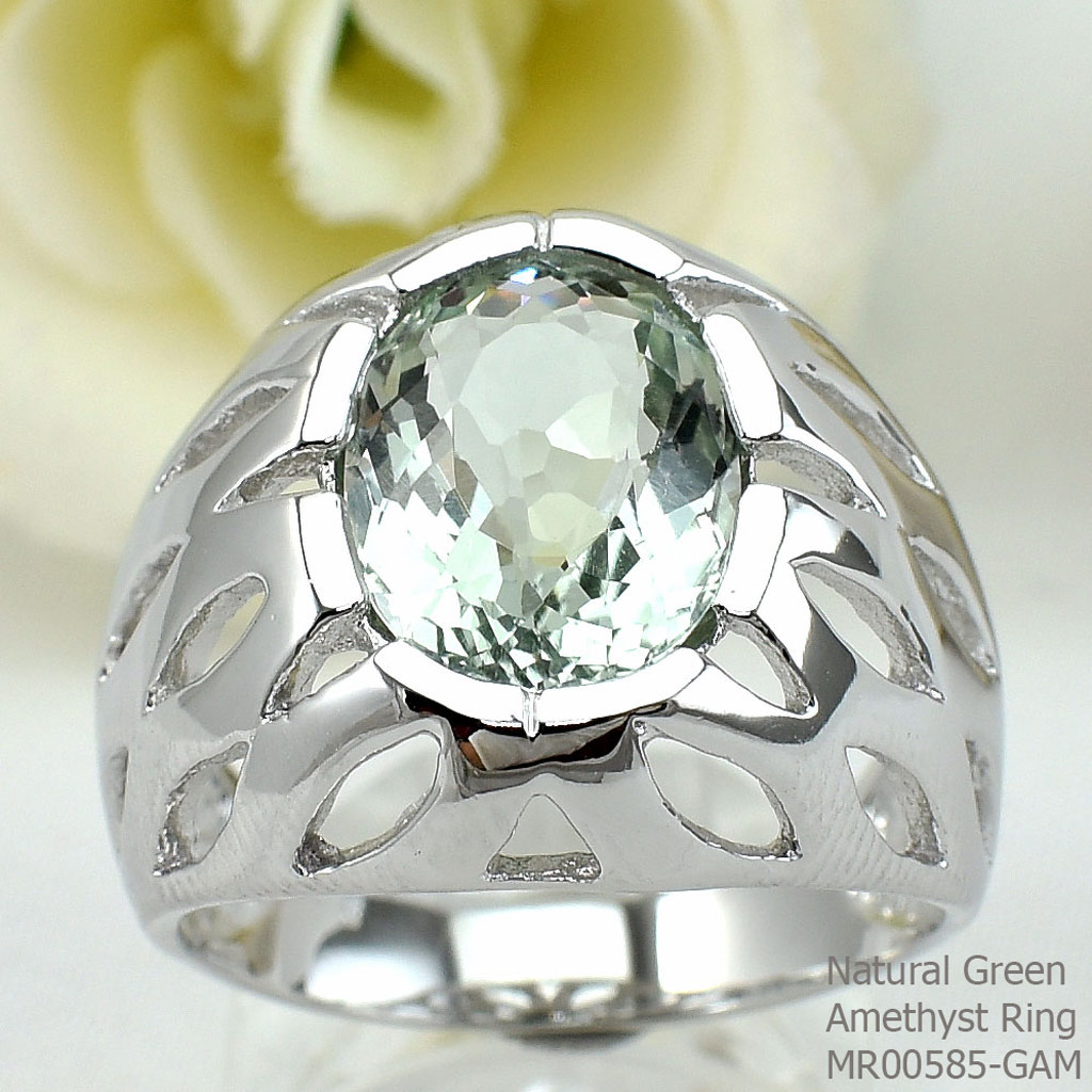 SKJewelryFactory แหวนพลอยกรีนแอมิทิสต์แท้ Pazolite Quartz MR00585-GAM