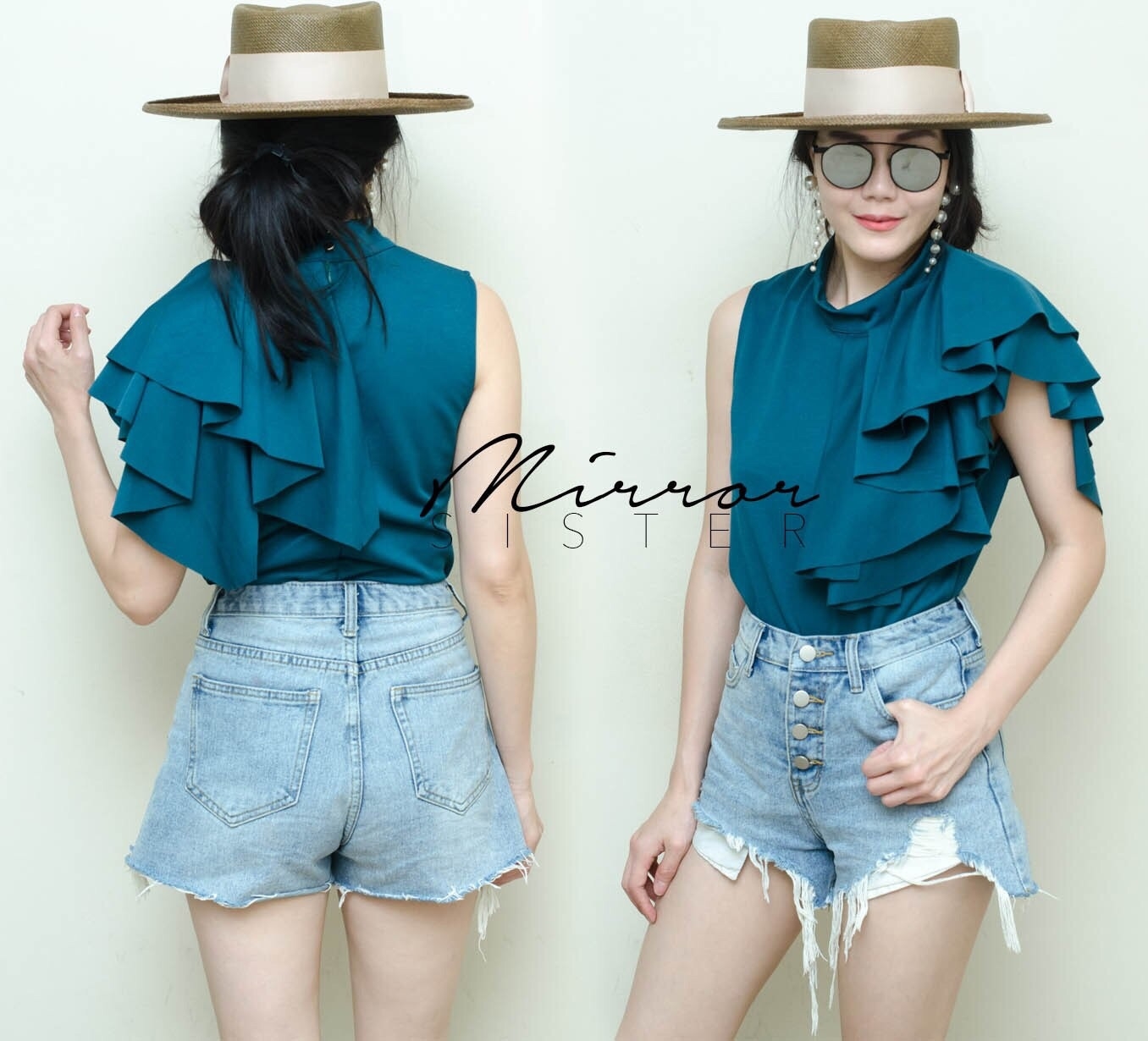 เสื้อเกาหลี พร้อมส่ง แต่งระบายหลายชั้น