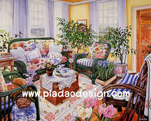กระดาษเดคูพาจพิมพ์ลาย สำหรับทำงาน เดคูพาจ Decoupage งานฝีมือ งาน Handmade แนวภาพ บ้านและสวน ห้องรับแขกเรือนกุหลาบ ตกแต่งด้วยกุหหลาบทั้งห้อง อย่างหวาน (ปลาดาว ดีไซน์)
