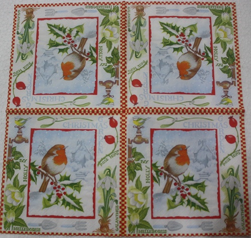 แนวภาพคริสต์มาส Christmas Garden เป็นภาพบล็อค 4 กระดาษแนพกิ้นสำหรับทำงาน เดคูพาจ Decoupage Paper Napkins ขนาด 33X33cm