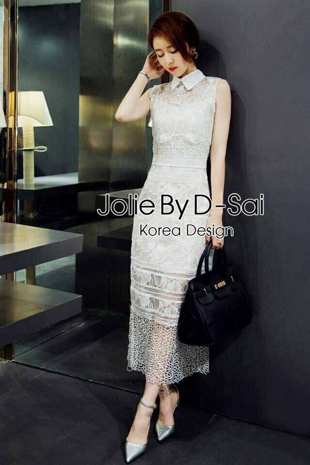 พร้อมส่ง Maxi Dress ชุดแม๊กซี่เดรสยาว ทรงคอปก แขนกุด
