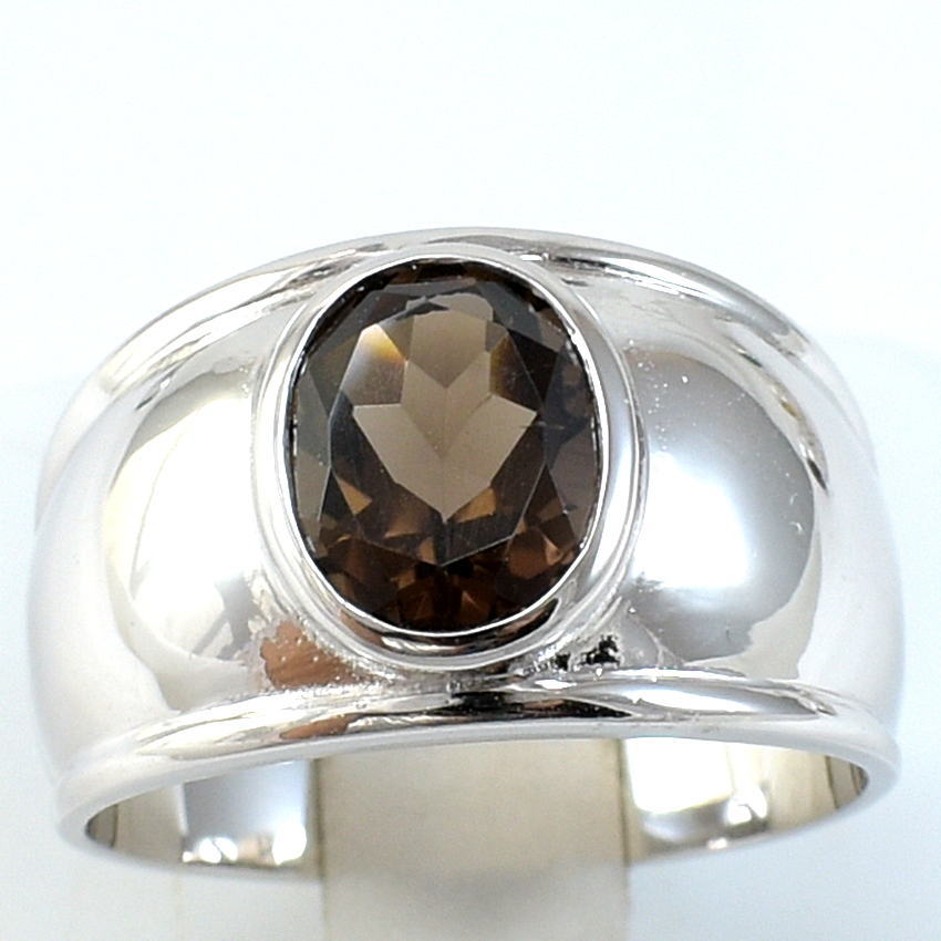 SKJewelryFactory แหวนเงินพลอยสโมกกี้ควอทซ์แท้ ER00849-SMQ